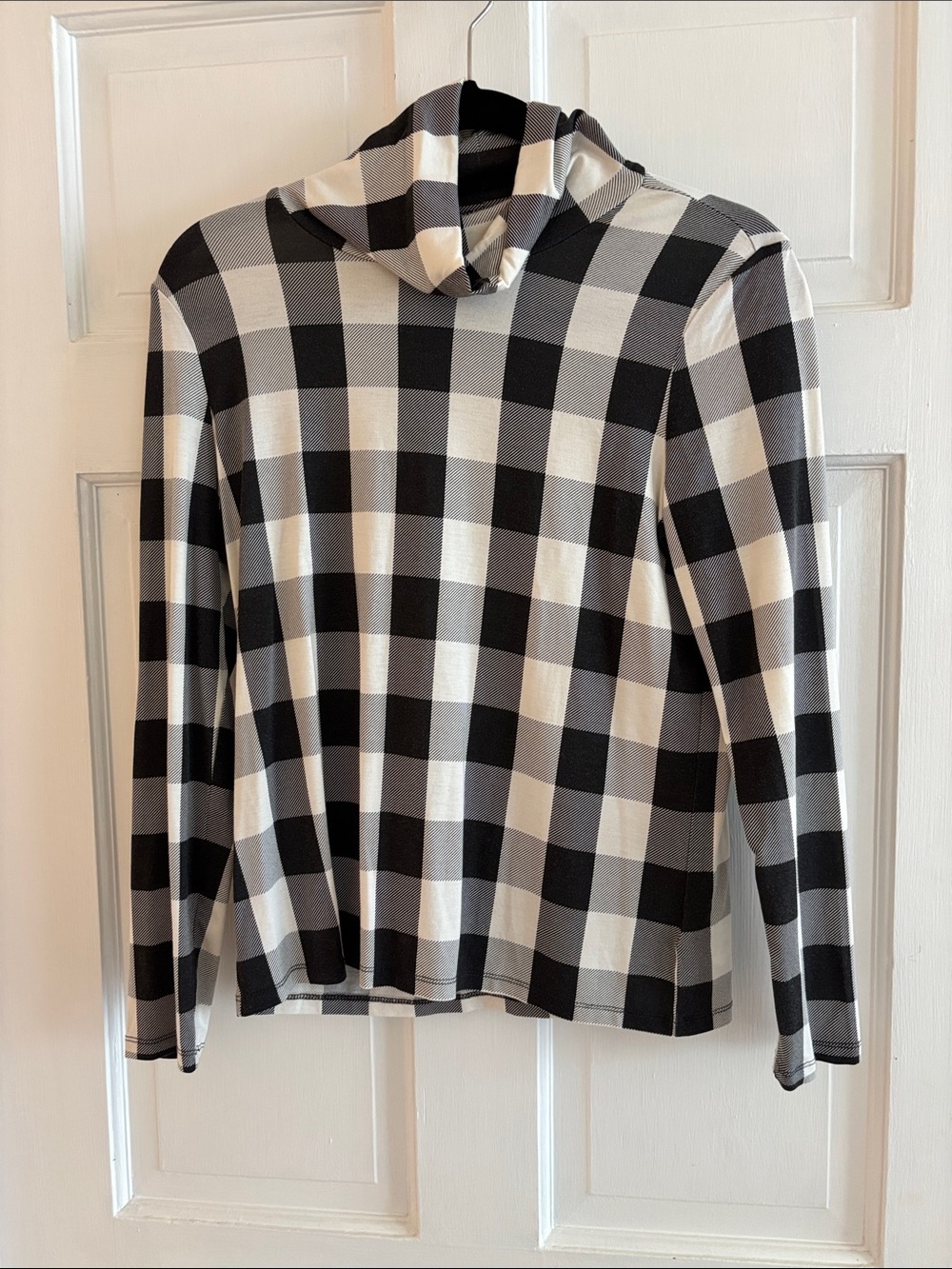 Talbots Petite ThermaWarmth Black & White Buffalo Check Turtleneck Top